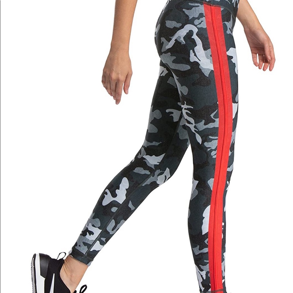 W.I.T.H.-Wear It To Heart- reversible gray camouflage legging with red stripe